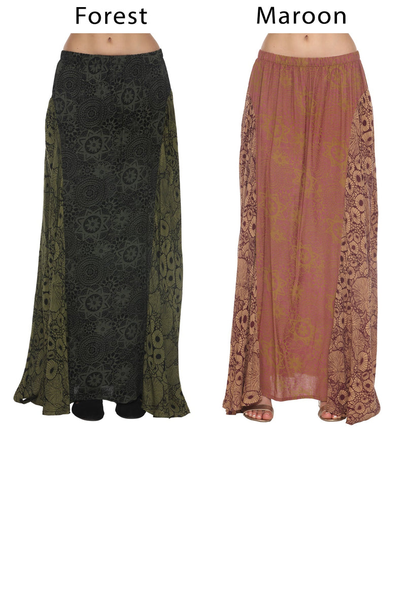 Flowy Lace Print Maxi Skirt