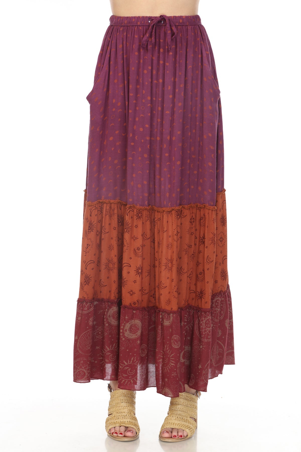 Celestial Patchwork Tiered Skirt