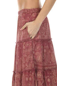 Bandana Tiered Maxi Skirt
