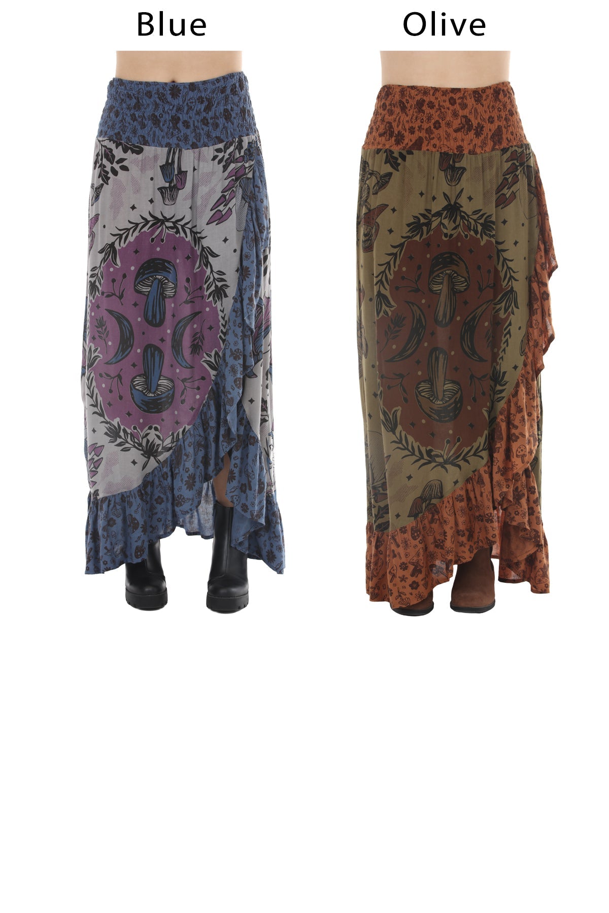 Mushroom Ruffle Slit Skirt
