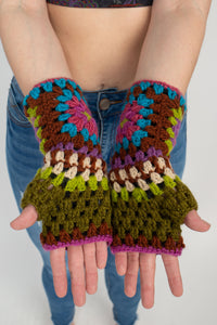 Granny Square Fingerless Mittens