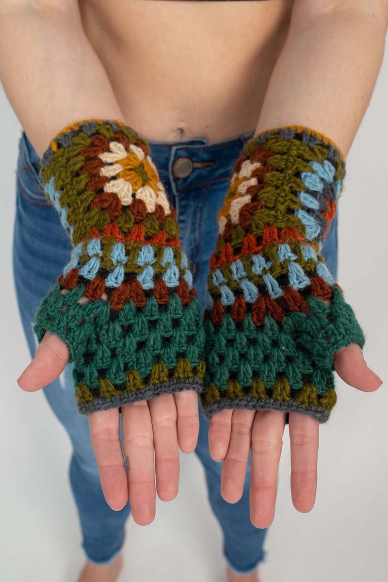 Granny Square Fingerless Mittens