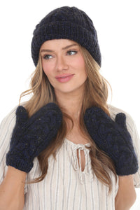 Cable Knit Faux Mohair Mittens