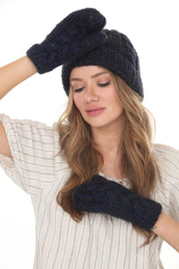 Cable Knit Faux Mohair Mittens