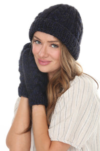 Cable Knit Faux Mohair Mittens