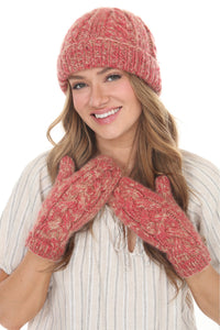 Cable Knit Faux Mohair Mittens
