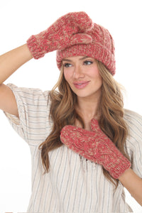 Cable Knit Faux Mohair Mittens