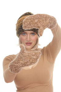 Cable Knit Faux Mohair Mittens