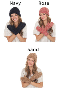 Cable Knit Faux Mohair Mittens