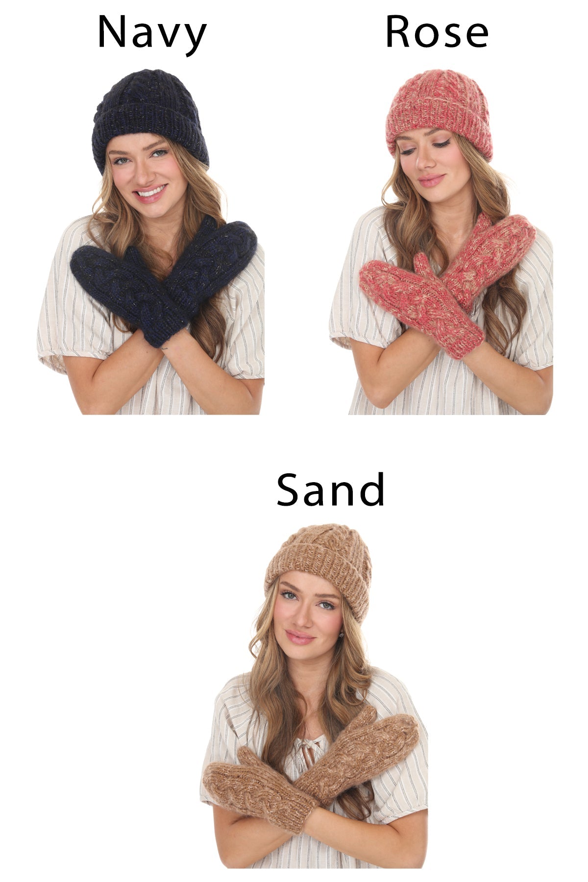 Cable Knit Faux Mohair Mittens