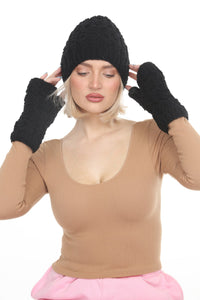 Cable Ribbed Wool Armwarmers
