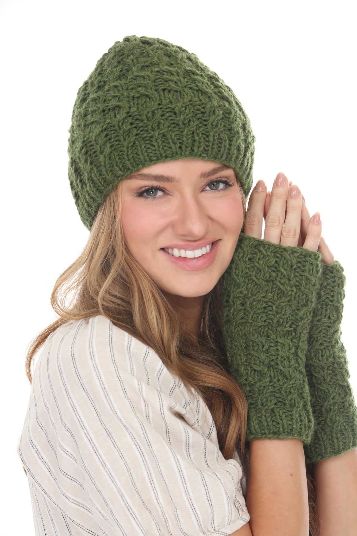 Cable Ribbed Wool Armwarmers
