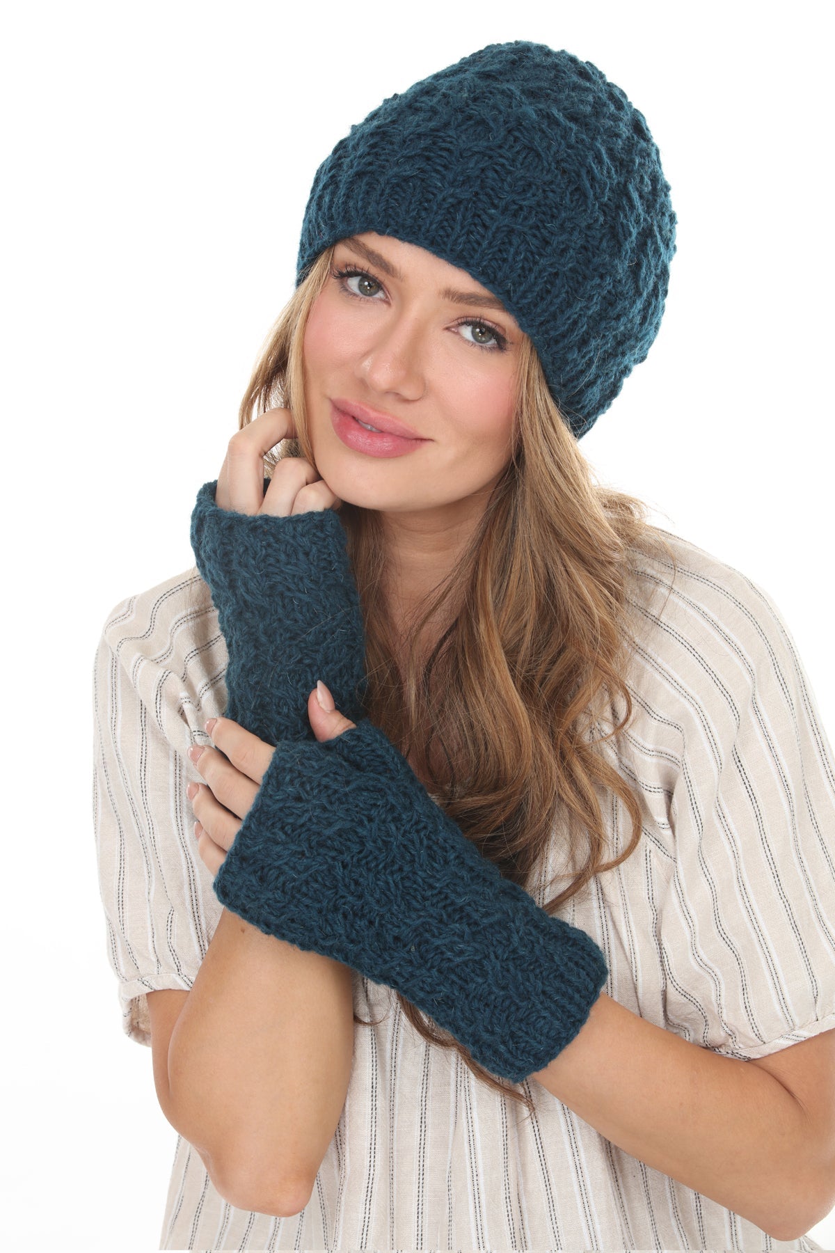 Cable Ribbed Wool Armwarmers