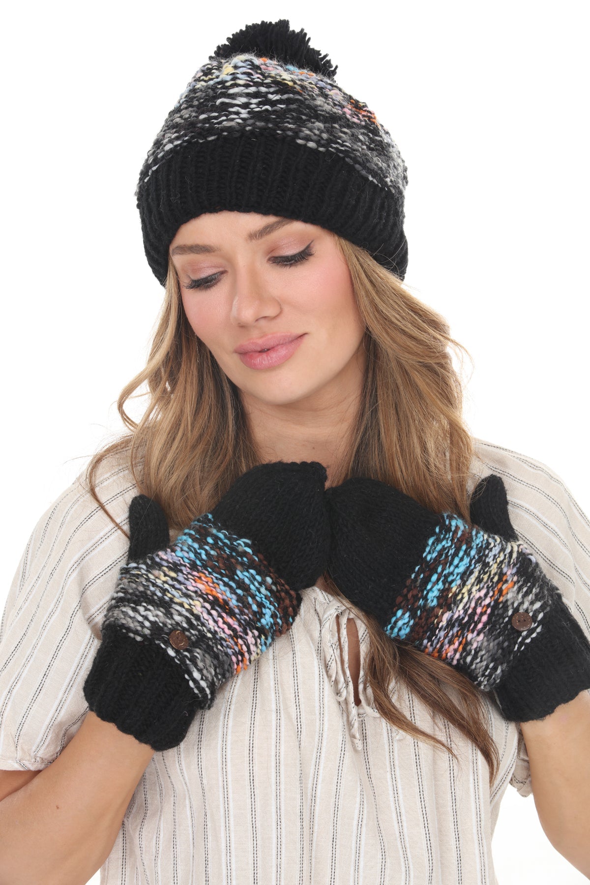 Tweedy Knit Convertible Mittens