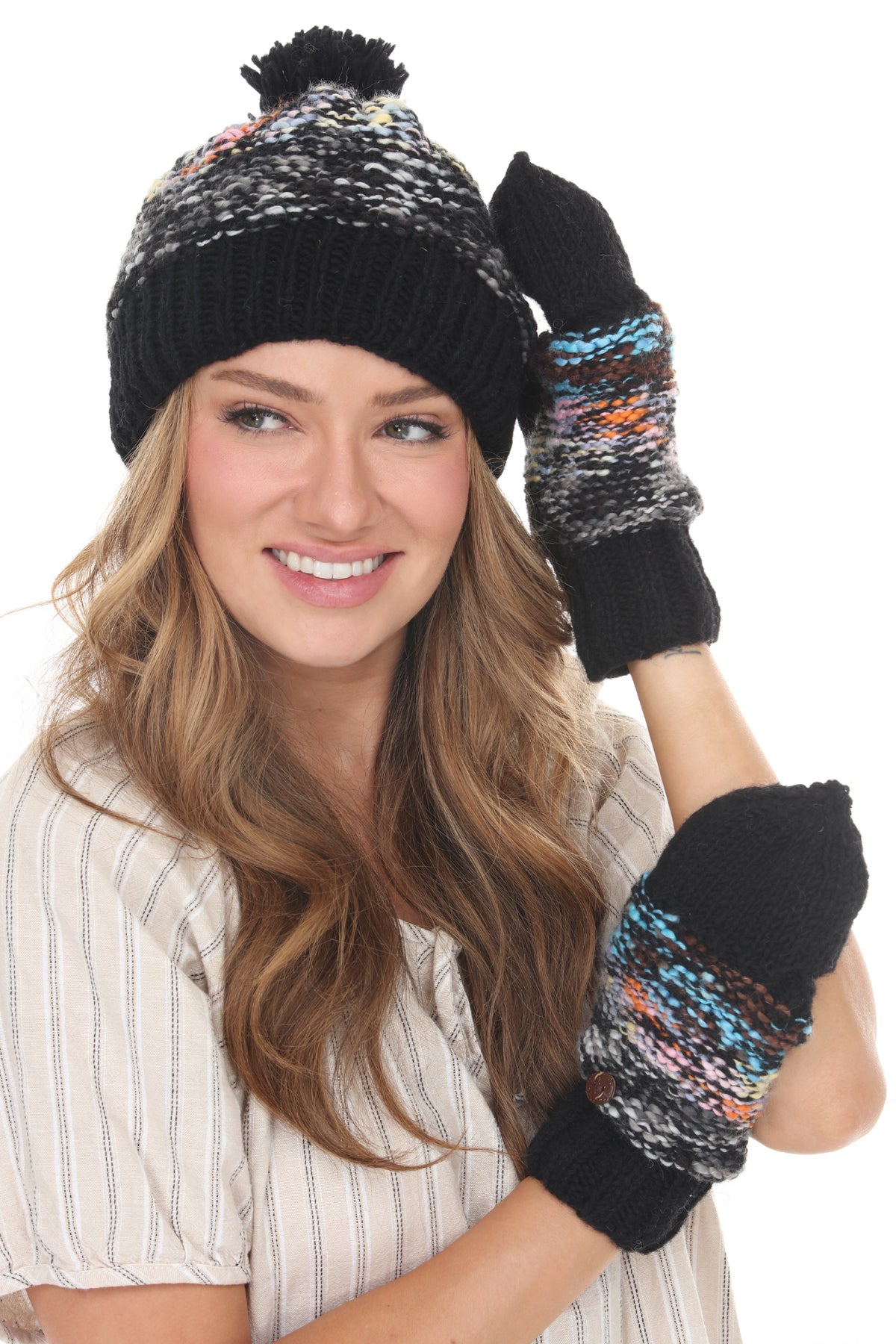 Tweedy Knit Convertible Mittens