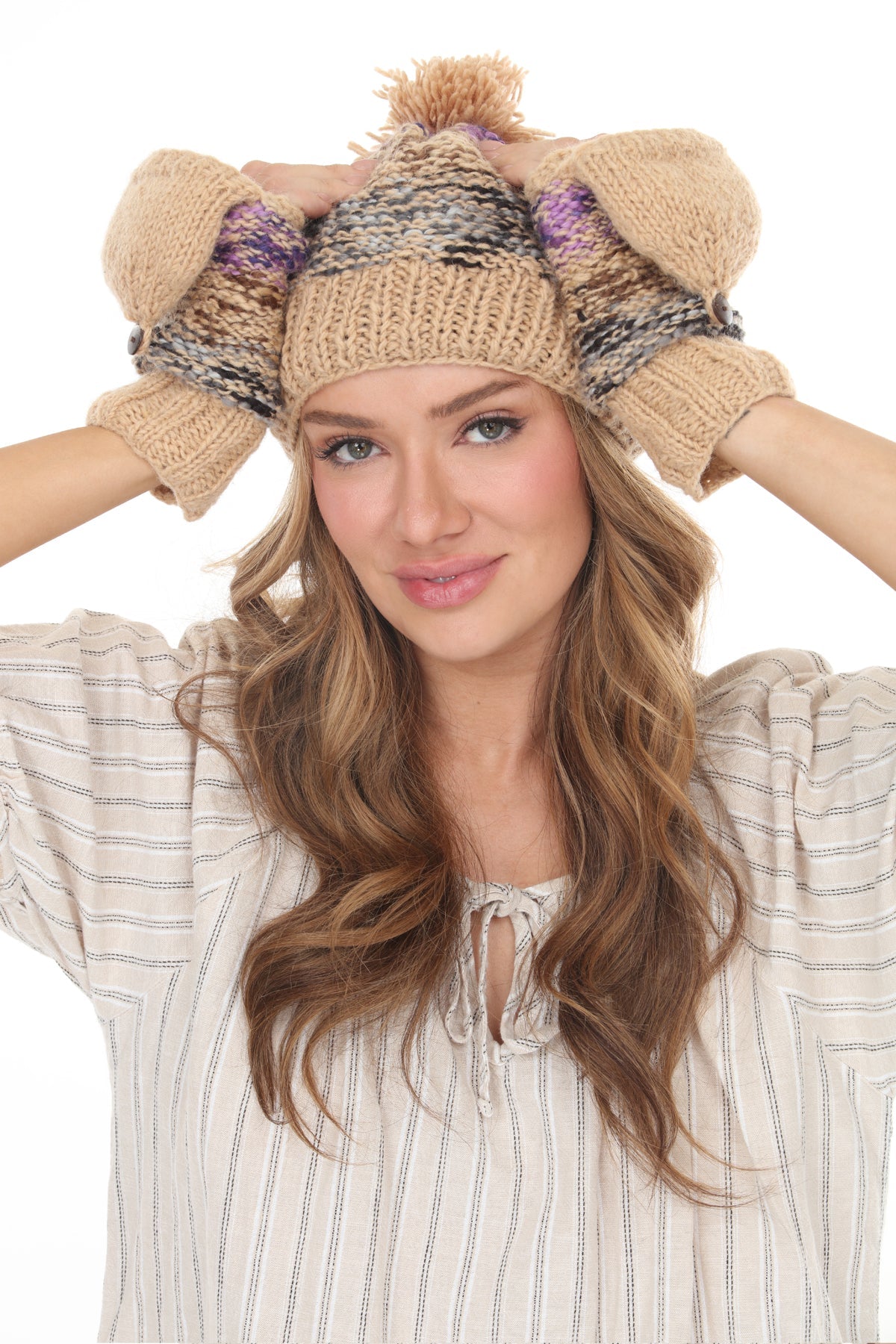 Tweedy Knit Convertible Mittens