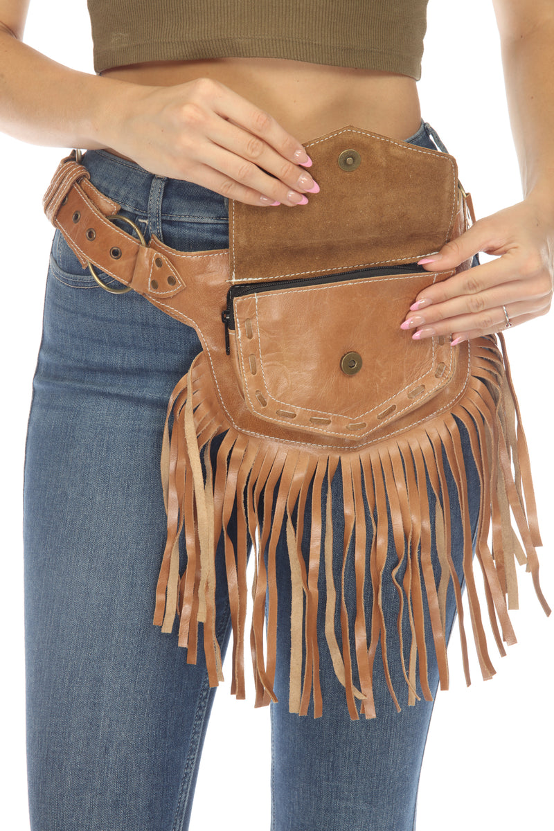 The Funky Fringe Traveler - A Leather Hip Bag Belt