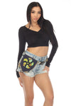 Tie Dye Botanical Embroidery Cotton Belt