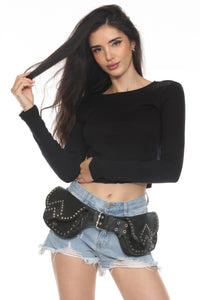 Antique Studs Leather Belt Bag