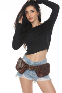 Antique Studs Leather Belt Bag
