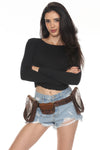 Falling Leaves Leather Belt Bag
