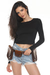 Falling Leaves Leather Belt Bag