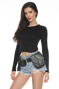 Falling Leaves Leather Belt Bag