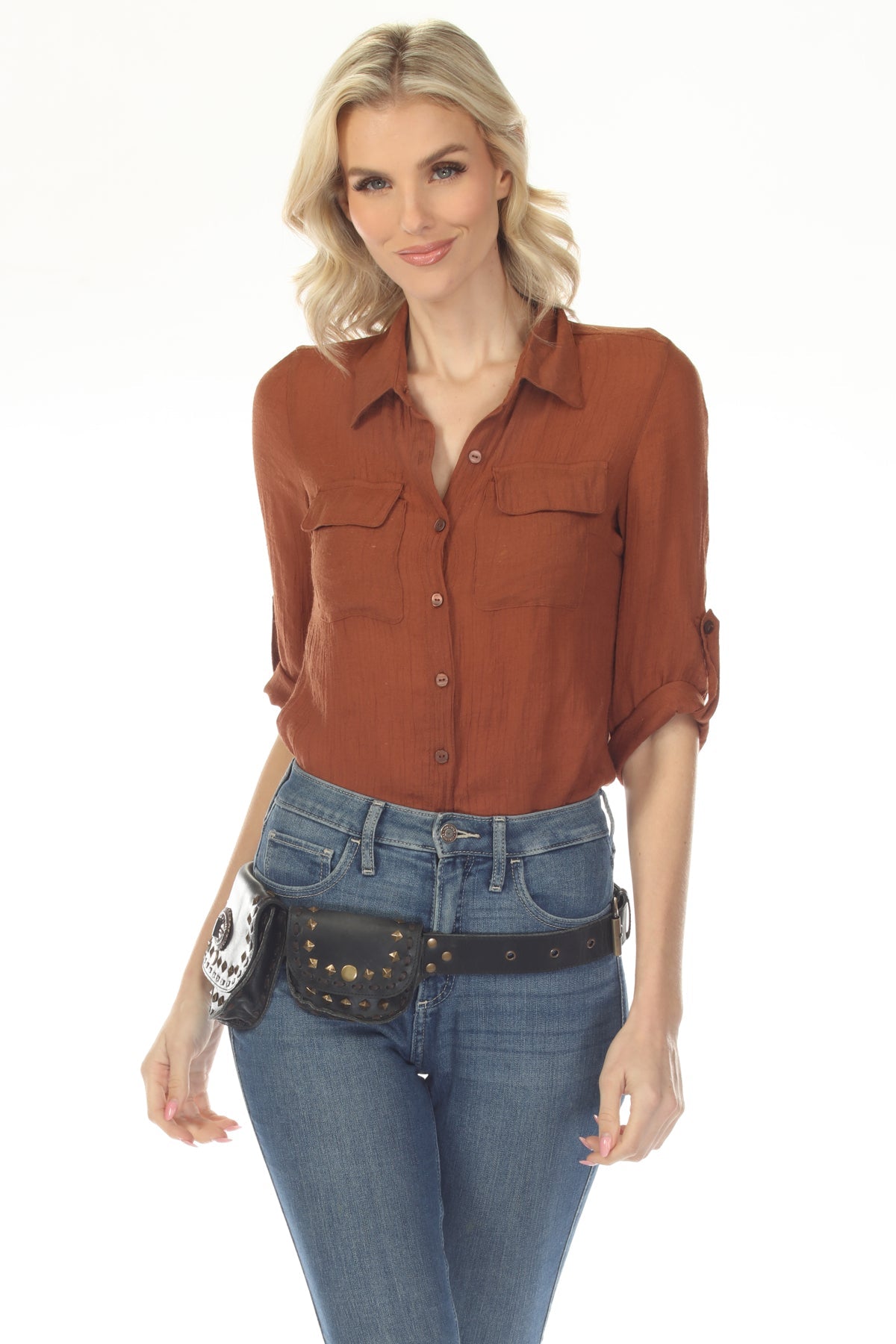 Leather Western Rivets Hip Belt