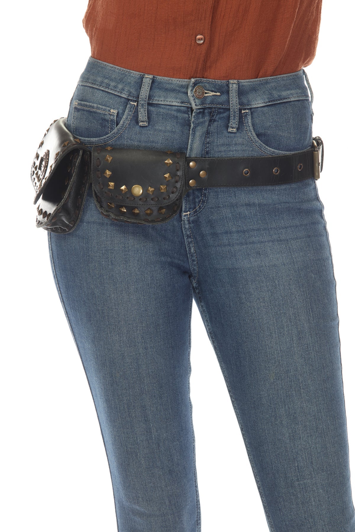 Leather Western Rivets Hip Belt