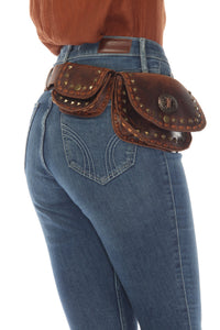 Leather Western Rivets Hip Belt
