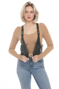 Leather Studded Festival Vest