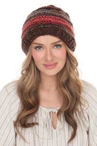 Faux Mohair Striped Slouchy Beanie