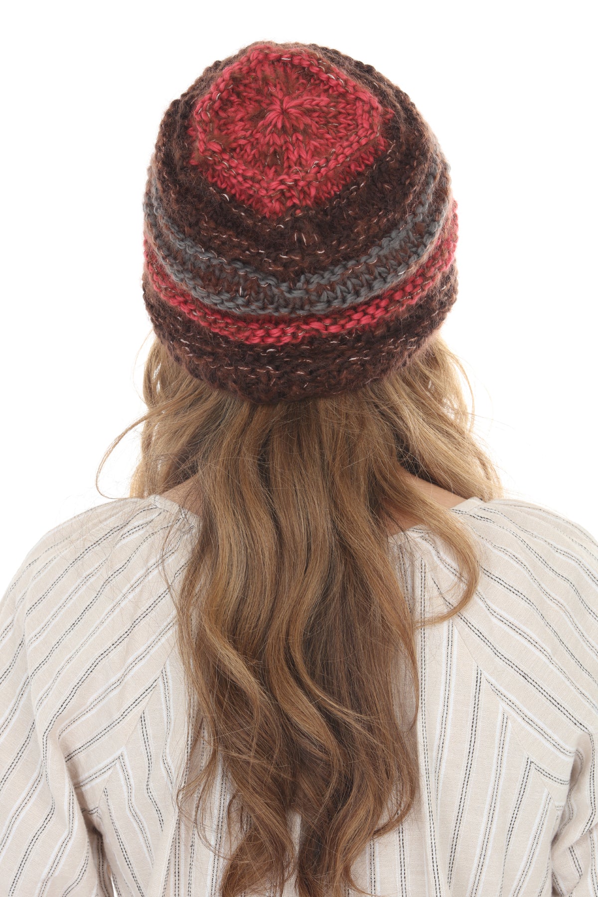 Faux Mohair Striped Slouchy Beanie