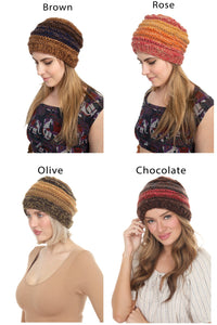Faux Mohair Striped Slouchy Beanie