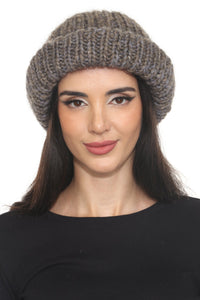 Rolled Faux Mohair Wol-Rib Beannie