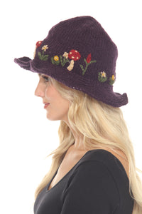 Wool Kint Mushroom Hat with Brim