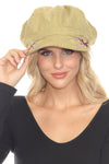 Stonewashed Embroidered Newsboy Cap
