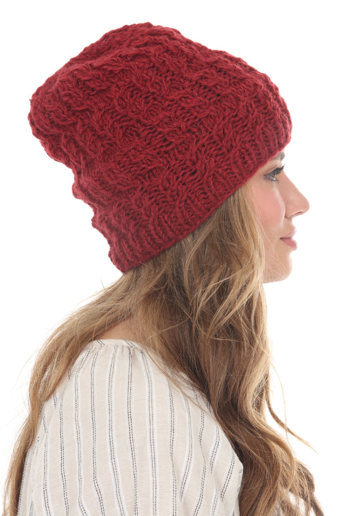 Cable Ribbed Wool Beanie