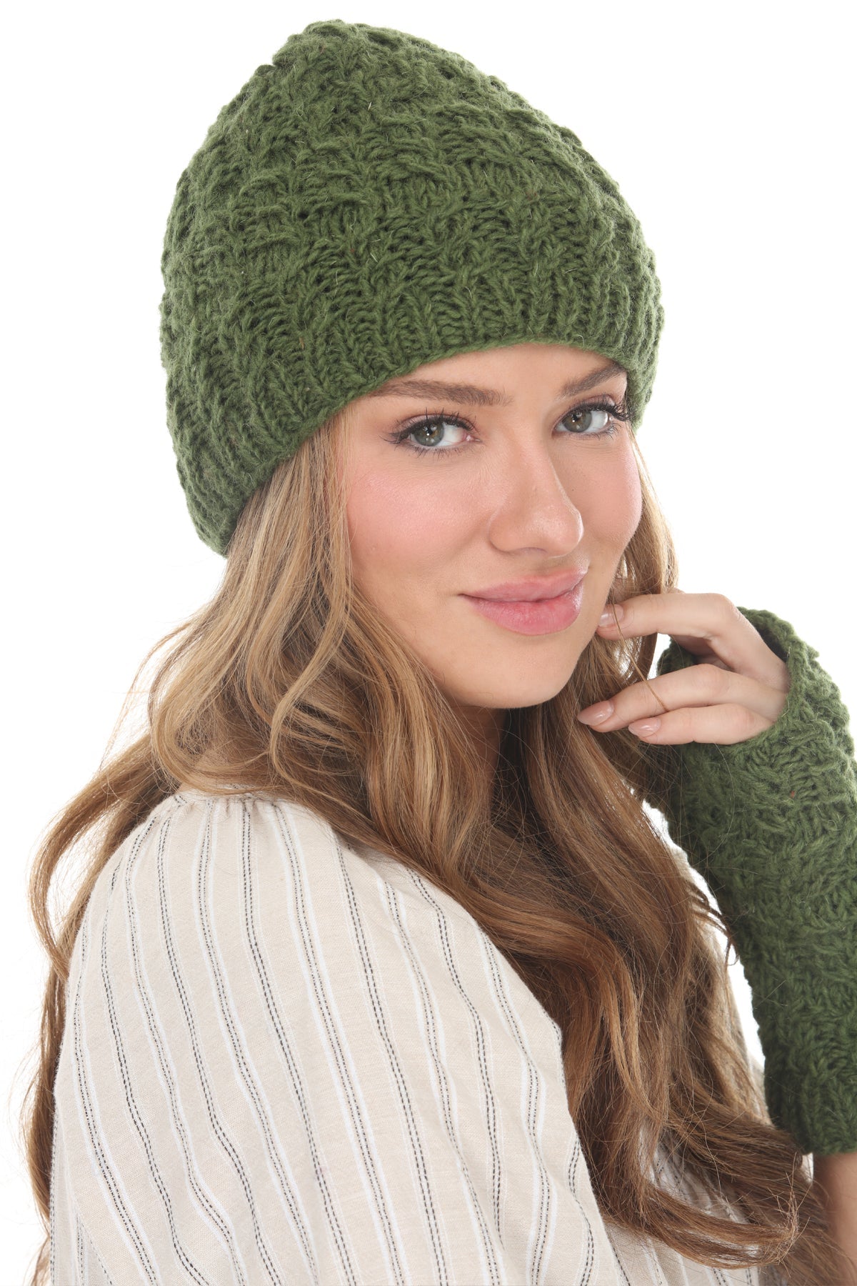 Cable Ribbed Wool Beanie