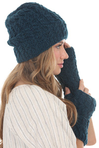 Cable Ribbed Wool Beanie