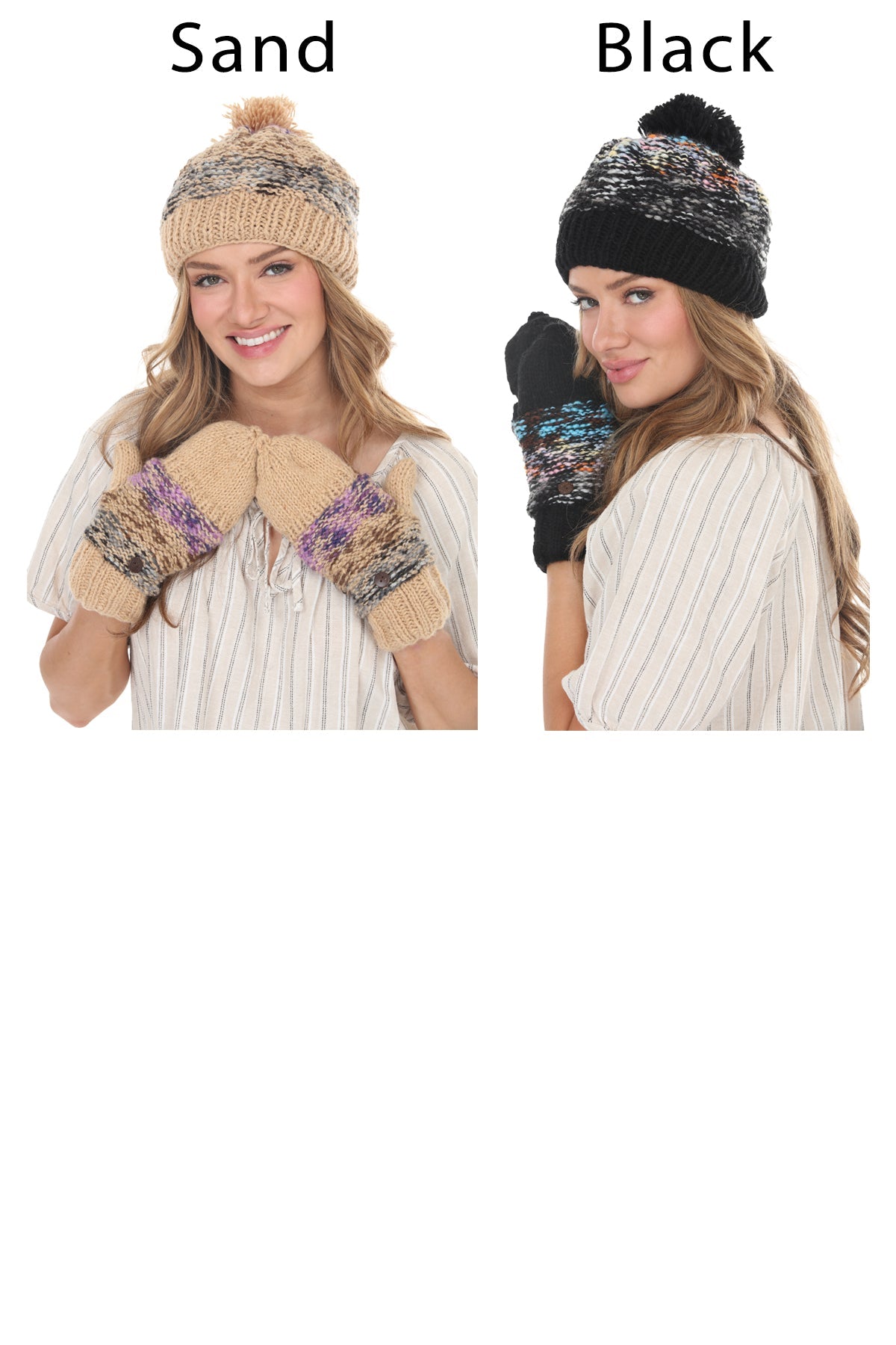 Tweedy Knit Pom Beanie