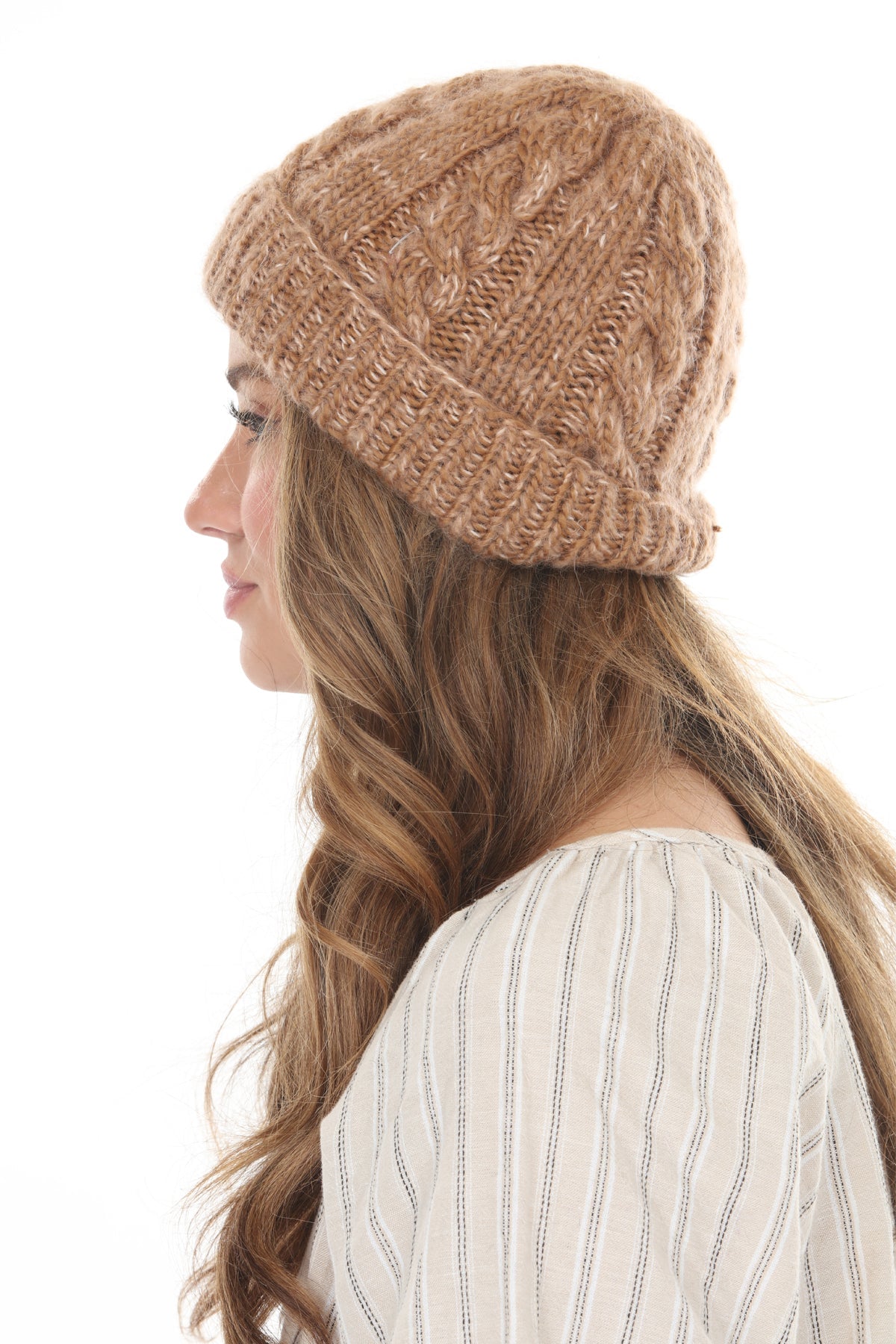 Cable Knit Faux Mohair Hat