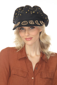 Celestial Emb Newsboy Cap