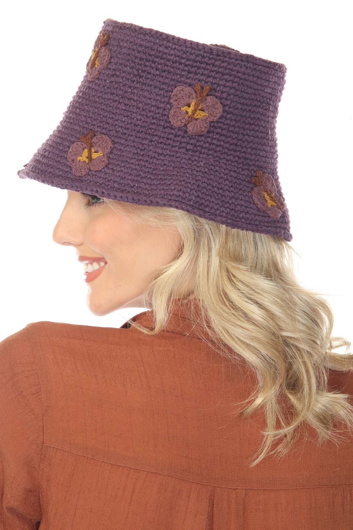 Cotton Crochet Applique Bucket Hat