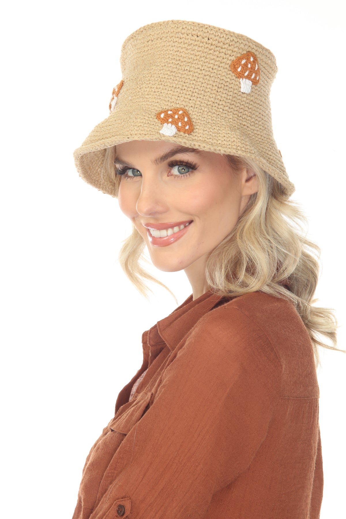 Cotton Crochet Applique Bucket Hat