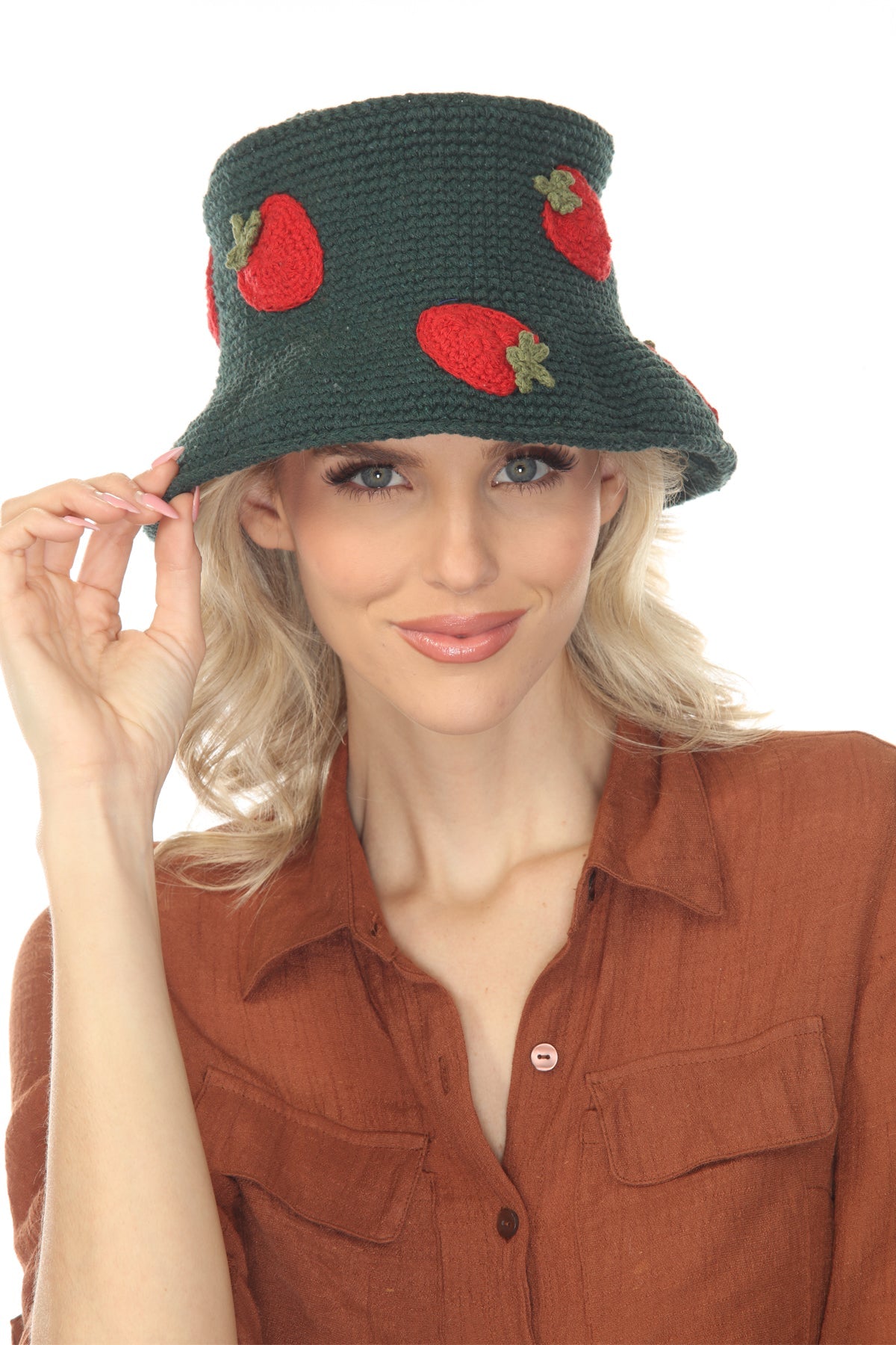 Cotton Crochet Applique Bucket Hat