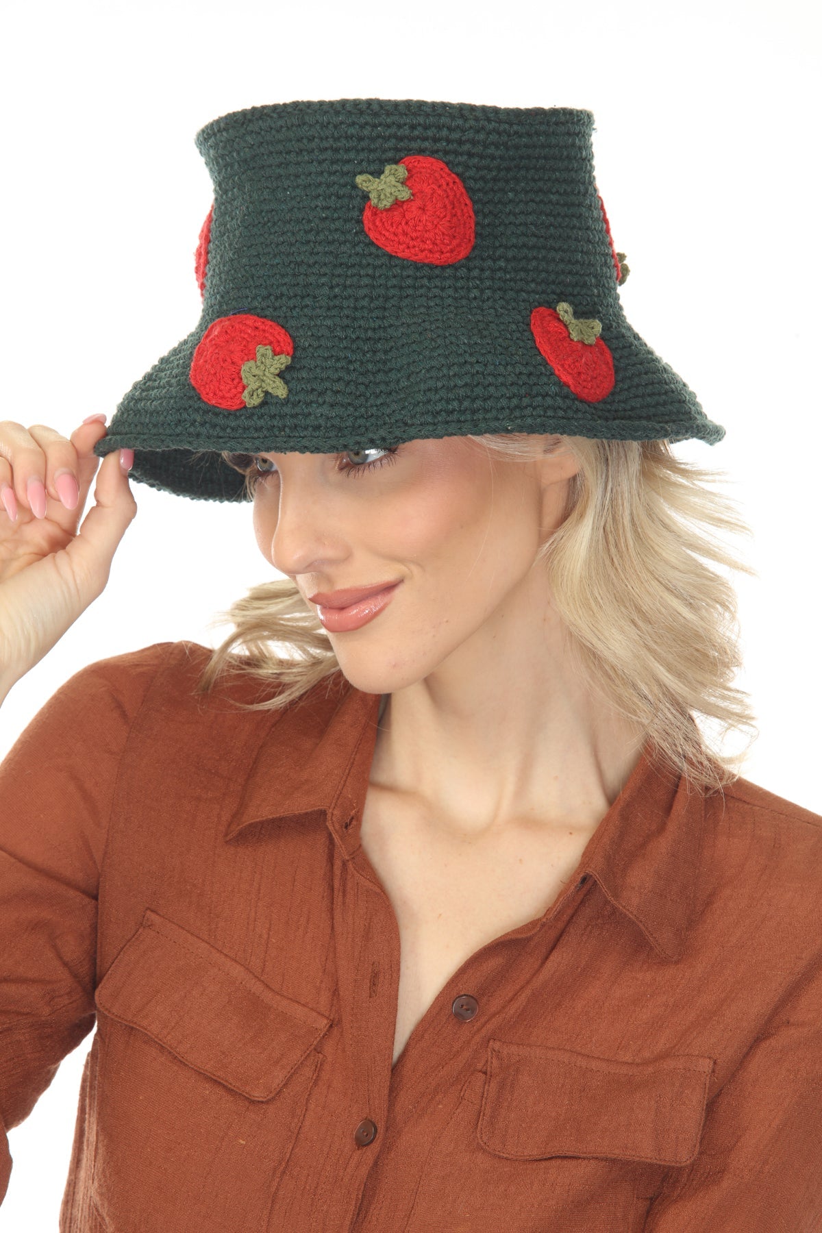 Cotton Crochet Applique Bucket Hat