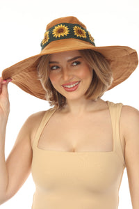 SunFlower Crochet Wide Brim Hat