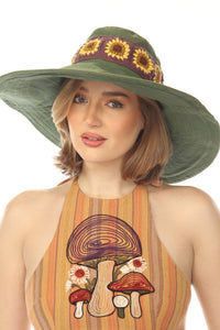 SunFlower Crochet Wide Brim Hat