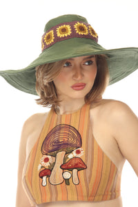 SunFlower Crochet Wide Brim Hat
